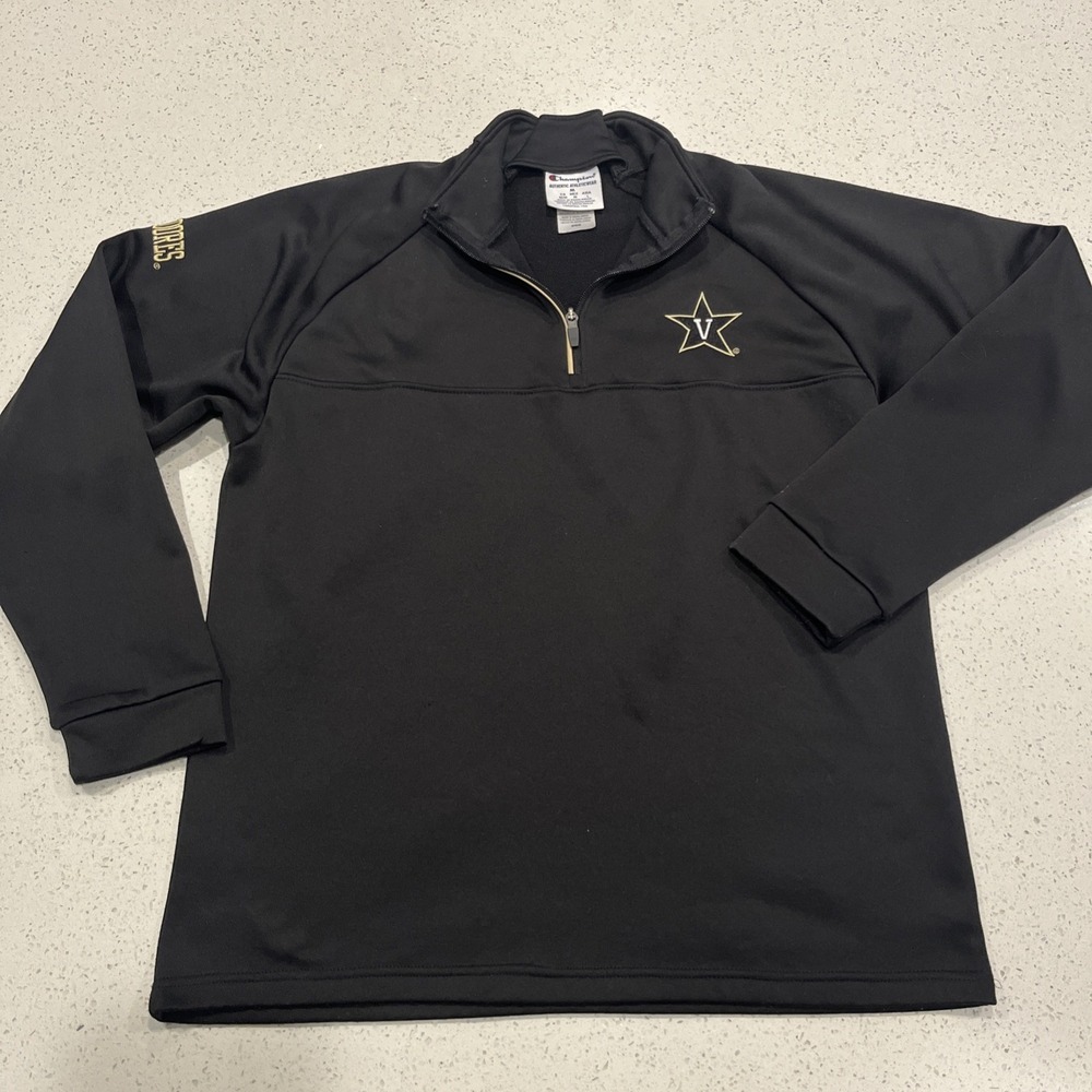 Champion Vanderbilt Commodores M Black 1/4 Zip Pullover Embroidered Jacket
